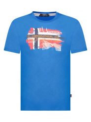 Geographical Norway Koszulka "Jysuis" w kolorze niebieskim rozmiar: M. Niebieskie bezrękawniki Geographical Norway, m, bez wzorów, z bawełny, bez kołnierzyka, bez ramiączek. Za 75.16 zł.