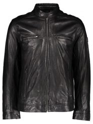 Bugatti Skórzana kurtka w kolorze czarnym rozmiar: 52. Czarne kurtki Bugatti, bez wzorów, ze skóry, bez kaptura. Za 891.99 zł.