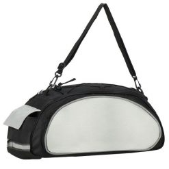 Torba rowerowa na bagażnik sakwa 14L szaro-czarna. Czarne torby na ramię SPRINGOS, bez wzorów, z gumy, na ramię, duże, bez dodatków. Za 24.95 zł.