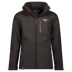 Kurtka przeciwdeszczowa z odpinanym kapturem Geographical Norway Taboo. Czarne kurtki Geographical Norway, m, bez wzorów. W wyprzedaży za 258.50 zł.