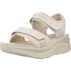 Sandały SKECHERS DLUX WALKER ADORE Beżowy. Brązowe sandały Skechers, z materiału, bez zapięcia. Za 233.99 zł.