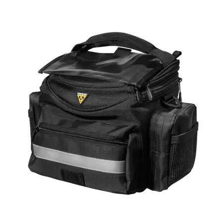 Torba na ramę Topeak TourGuide HandleBar Bag eBike. Czarne torby na ramię Topeak, bez wzorów, z nylonu, na ramię, bez dodatków. Za 358.49 zł.