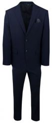 Taliowany Garnitur Męski - Victorio - Granatowy. Niebieskie garnitury Victorio, do pracy, l, bez wzorów, z elastanu. Za 799.00 zł.