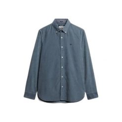 Koszula Superdry. Niebieskie koszule Superdry, xl, bez wzorów, prążkowane, bez kołnierzyka, bez ramiączek. Za 280.80 zł.