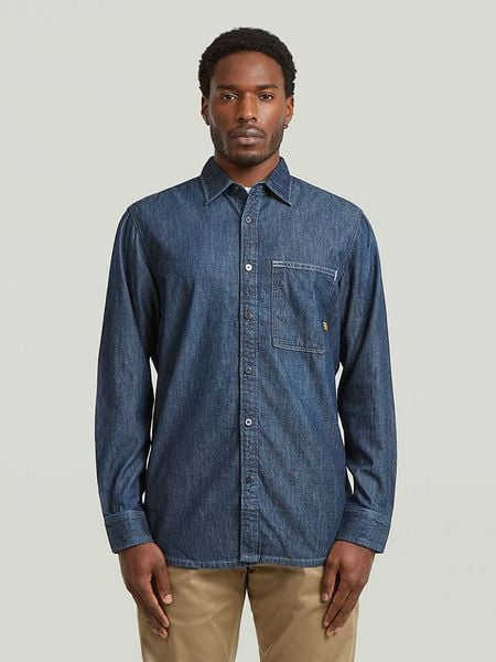 G-Star Koszula dżinsowa - Regular fit - w kolorze niebieskim rozmiar: XL. Niebieskie koszule G-Star, xl, bez wzorów, z bawełny, bez kołnierzyka, bez ramiączek. Za 188.80 zł.