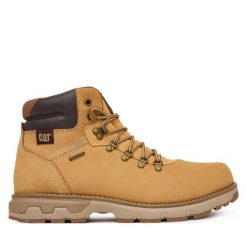 Trekkingi CAT Footwear. Brązowe botki sznurowane CAT Footwear, bez wzorów, bez obcasa, bez zapięcia. Za 699.99 zł.