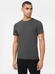 4F T-shirt regular gładki męski S. Szare t-shirty 4F, m, bez wzorów, z bawełny, bez kołnierzyka, bez ramiączek. Za 49.99 zł.