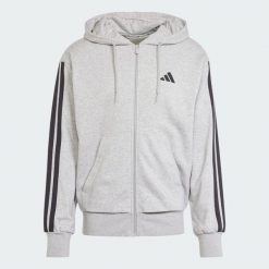 Bluza z kapturem Essentials 3-Stripes French Terry Full-Zip. Czarne bluzy Adidas, l, bez wzorów, z materiału, z kapturem. Za 279.00 zł.