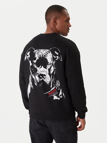 HUGO Bluza Dubraxo 50557482 Czarny Relaxed Fit. Czarne bluzy Hugo, m, bez wzorów, z bawełny, bez kaptura. Za 569.99 zł.