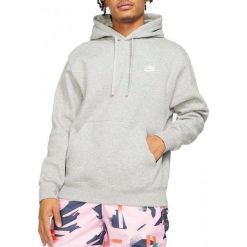 Bluza na co dzień męska NIKE SPORTSWEAR CLUB z kapturem. Szare bluzy Nike, m, bez wzorów, z kapturem. Za 269.00 zł.