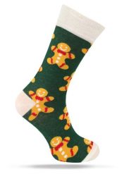 Świąteczne Skarpetki - Alties - Ciastek, Zielone Tło. Zielone skarpety Alties, bez wzorów, z bawełny. Za 19.90 zł.
