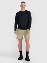 4F Spodenki do biegania szybkoschnące męskie - oliwkowe/khaki XL. Brązowe krótkie spodenki sportowe 4F, l, bez wzorów, z materiału. Za 249.99 zł.
