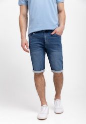 Granatowe szorty jeansowe E-MEXT. Szorty Volcano, m, bez wzorów, z jeansu, klasyczne. Za 159.99 zł.