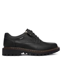 Półbuty Josef Seibel. Czarne eleganckie półbuty Josef Seibel, bez wzorów, bez obcasa, bez zapięcia. Za 439.99 zł.