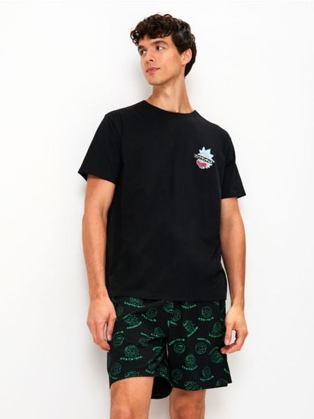 Bawełniana piżama dwuczęściowa Rick & Morty - wielobarwny. Piżamy Sinsay, l, bez wzorów, z bawełny, bez ramiączek. Za 49.99 zł.
