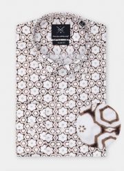 PAKO LORENTE – Koszula męska w brązowy wzór P22SF-1X-004-A-S. Brązowe koszule Pako Lorente, m, bez wzorów, z bawełny, bez kołnierzyka, bez ramiączek. Za 69.99 zł.