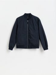 Kurtka bomberka - granatowy. Niebieskie kurtki Reserved, l, bez wzorów, z tkaniny, bez kaptura. Za 199.99 zł.