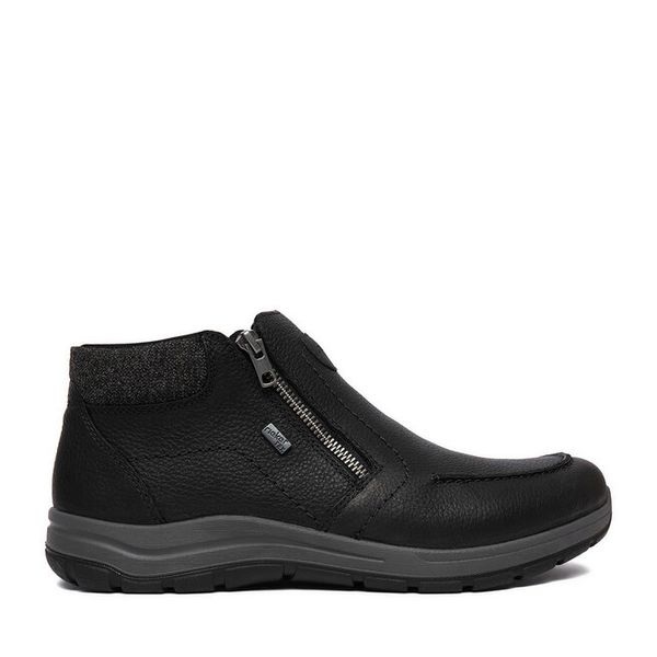 Botki Rieker. Czarne botki sznurowane Rieker, bez wzorów, bez obcasa, bez zapięcia. Za 449.99 zł.