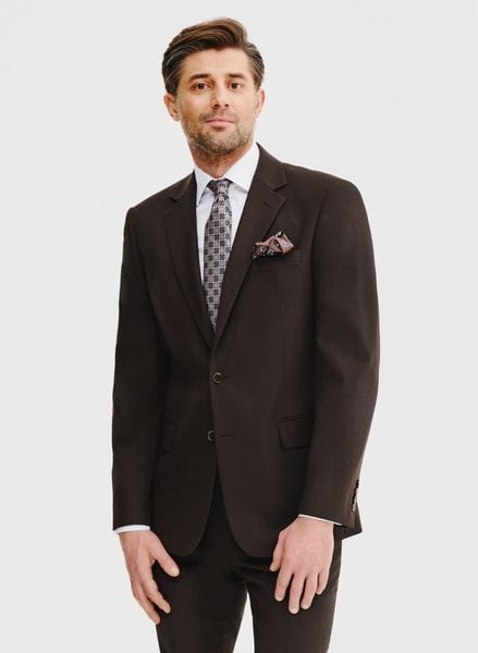 PAKO LORENTE – Brązowa marynarka garniturowa. Brązowe garnitury Pako Lorente, m, bez wzorów, z poliesteru. Za 649.99 zł.