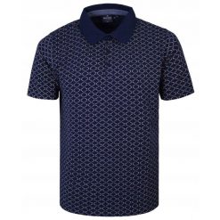 Koszulka Polo - Męska - Pako Jeans - Granatowa, Drobny Wzór. Niebieskie koszulki polo Pako Jeans, l, bez wzorów, z bawełny, bez kołnierzyka, bez ramiączek. Za 119.00 zł.
