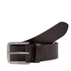 Pasek Męski Calvin Klein Jeans. Brązowe paski Calvin Klein Jeans, bez wzorów, z jeansu. Za 239.99 zł.