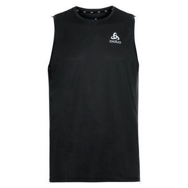 Koszulka tech. męska bez rękawów Odlo Tank crew neck ESSENTIAL. Czarne bezrękawniki ODLO, l, bez wzorów, bez kołnierzyka, bez ramiączek. W wyprzedaży za 127.99 zł.