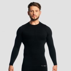 Koszulka męska fitness z długim rękawem slim czarna Fuse. Czarne bielizna termoaktywna GYMBEAM, m, bez wzorów, z elastanu, bez ramiączek, na fitness i siłownię. Za 105.90 zł.