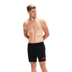 Spodenki Speedo Sport Logo 16" Watershort - Czarne/Czerwone - Rozmiar Xs. Czarne krótkie spodenki sportowe Speedo, m, bez wzorów. Za 153.18 zł.