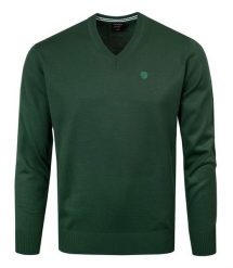 Sweter Męski Wełniany - Dekolt w Serek - Pako Jeans - Głęboka Zieleń. Zielone swetry rozpinane Pako Jeans, l, bez wzorów, z jeansu, bez kołnierzyka, bez ramiączek. Za 169.00 zł.