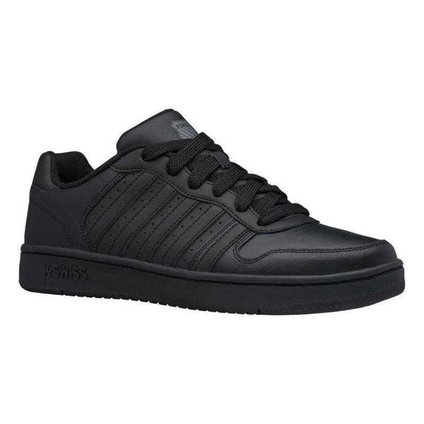 Męskie Powlekane Skórzane Buty Sportowe. Czarne buty turystyczne K-SWISS, bez wzorów, z gumy, bez zapięcia, trekkingowe. Za 159.00 zł.