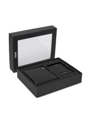BOSS Zestaw portfel i etui na karty 50563867 Czarny. Czarne portfele Boss, bez wzorów, ze skóry. Za 599.99 zł.