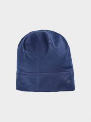 4F Czapka do biegania uniseks - granatowa L/XL. Niebieskie czapki zimowe 4F, bez wzorów, z elastanu. W wyprzedaży za 29.99 zł.