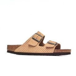 Klapki męskie Birkenstock Arizona Leve. Brązowe klapki Birkenstock, z materiału. W wyprzedaży za 329.00 zł.