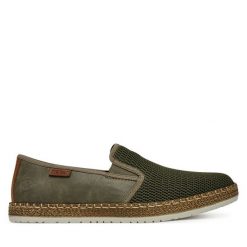 Półbuty Rieker. Brązowe eleganckie półbuty Rieker, bez wzorów, bez obcasa, bez zapięcia. Za 319.99 zł.