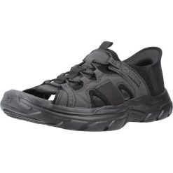 Sandały SKECHERS SLIP-INS REVOLTED SS Czarny. Czarne sandały Skechers, z materiału, bez zapięcia. Za 332.99 zł.