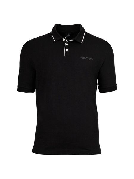 Armani Exchange Polo XM001557 AF10363 UC001 Czarny Regular Fit. Czarne koszulki polo Armani Exchange, m, bez wzorów, z bawełny, bez kołnierzyka, bez ramiączek. Za 214.99 zł.