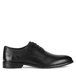 Półbuty Lasocki. Czarne eleganckie półbuty Lasocki, bez wzorów, bez obcasa, bez zapięcia. Za 199.99 zł.