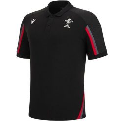 Polo Pays de Galles WRU Staff 2022/23. Czarne koszulki polo Macron, m, bez wzorów, bez kołnierzyka, bez ramiączek. Za 279.00 zł.