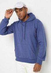 Granatowo-Niebieska Bluza z Bawełną i Kapturem z Kieszenią i Sznurkami Parhiris. Niebieskie bluzy z kapturem Born2be, l, bez wzorów, z bawełny, z kapturem. Za 49.99 zł.
