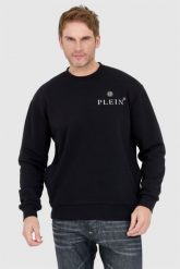PHILIPP PLEIN Czarna bluza męska hexagon. Czarne bluzy Philipp Plein, l, bez wzorów, bez kaptura. W wyprzedaży za 999.99 zł.