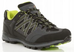 Męskie buty trekkingowe Samaris Low II RMF540. Czarne buty turystyczne Regatta, na zimę, bez wzorów, z gumy, bez zapięcia, trekkingowe. Za 249.99 zł.