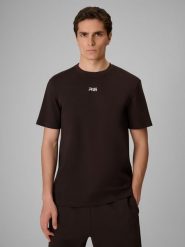 4F T-shirt regular gładki męski 4F x Robert Lewandowski - brązowy L. Brązowe t-shirty 4F, bez wzorów, z bawełny, bez ramiączek, na fitness i siłownię. Za 99.99 zł.