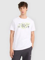 4F T-shirt regular z nadrukiem męski 4F x Robert Lewandowski - biały L. Białe t-shirty sportowe 4F, bez wzorów, z bawełny, bez ramiączek. Za 99.99 zł.