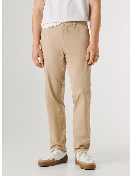 Pepe Jeans Spodnie chino "Poplin" w kolorze beżowym rozmiar: W36. Brązowe eleganckie spodnie Pepe Jeans, na co dzień, z jeansu. Za 179.22 zł.