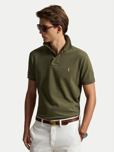 Polo Ralph Lauren Polo 710782592014 Zielony ciemny Regular Fit. Zielone koszulki polo Polo Ralph Lauren, m, bez wzorów, z bawełny, bez kołnierzyka, bez ramiączek. Za 599.99 zł.
