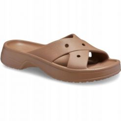 Klapki Dla Dorosłych Crocs Classic Cross Strap. Brązowe klapki Crocs, z materiału. Za 159.99 zł.