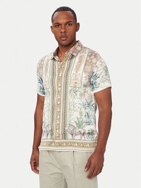 Guess Koszula M6YH88 W3424 Beżowy Regular Fit. Brązowe koszule Guess, m, z aplikacjami, z syntetyku, bez kołnierzyka, bez ramiączek. Za 344.99 zł.