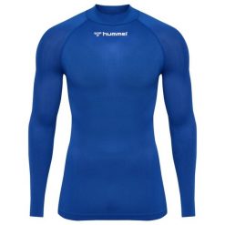 Koszulka z długim rękawem z dekoltem w serek Hummel Comfort 2.0. Niebieskie bluzy Hummel, bez wzorów, z poliamidu, bez kaptura. Za 180.00 zł.