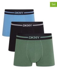 DKNY Bokserki (3 pary) w kolorze błękitnym, oliwkowym i czarnym rozmiar: S. Brązowe bokserki DKNY, s, bez wzorów. Za 71.95 zł.