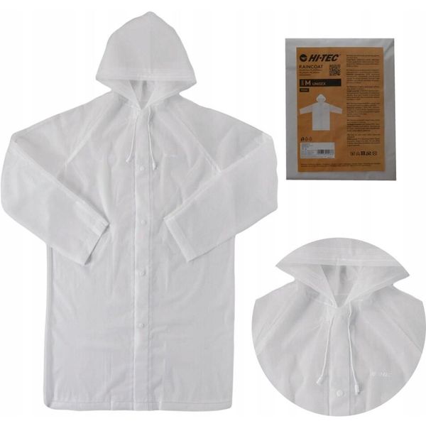 Peleryna przeciwdeszczowa dla dorosłych Hi-tec Yosh. Białe kurtki przeciwdeszczowe Hi-tec, m, bez wzorów, bez kaptura. W wyprzedaży za 24.99 zł.